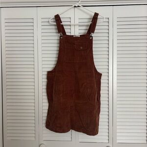 Jolt Brown Mini Corduroy Overall Dress
